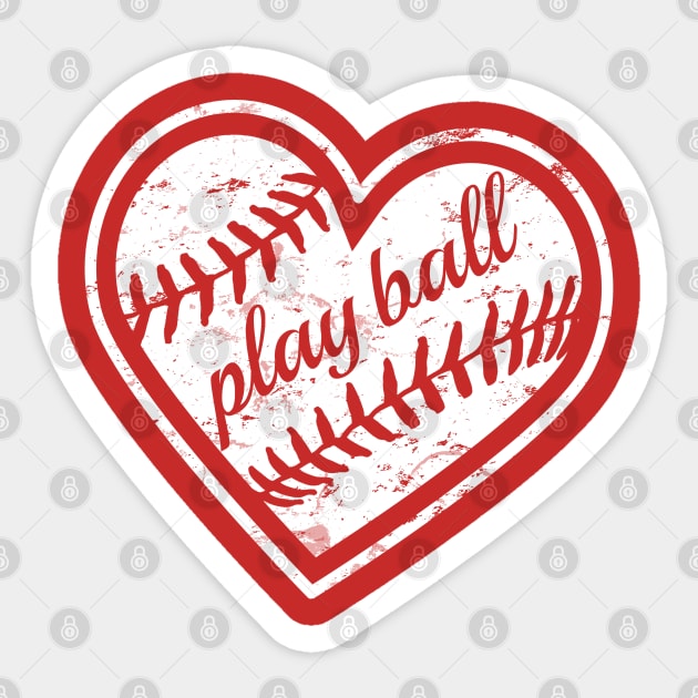 VINTAGE PLAY BALL BASEBALL MOM LOVE BASEBALL HEART Sticker by TeeCreations